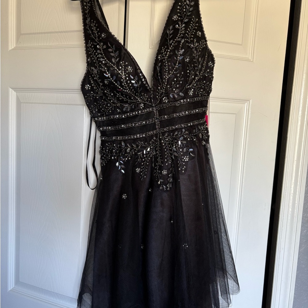 Elegant Black Beaded Dress